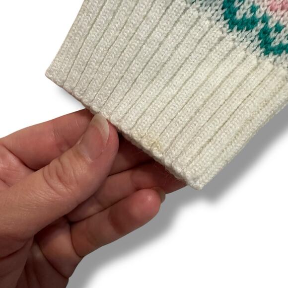 Vintage Kids Classics Fair Isle Knit Sweater Pink Green White Baby 24M - Picture 6 of 9